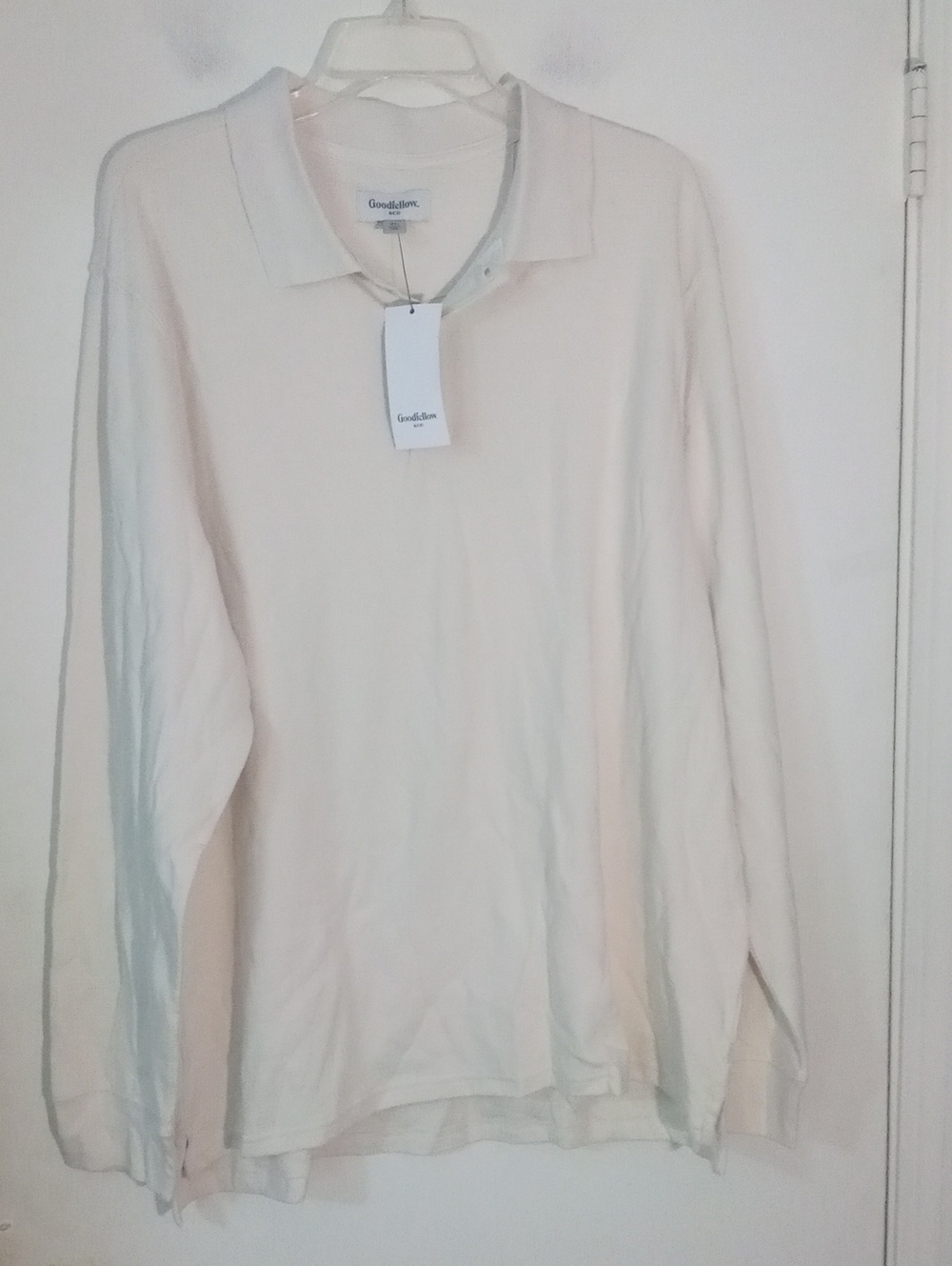 Goodfellow & Co Men’s Long-Sleeve Polo  XL NWT $20 Cream